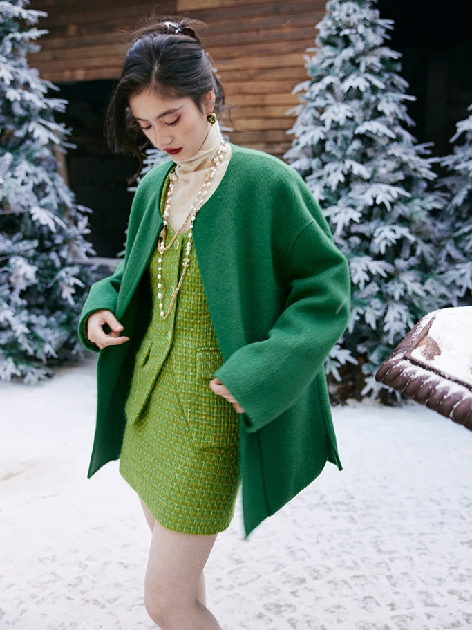 Green Tweed Jacket Or Skirt_BDHL6842