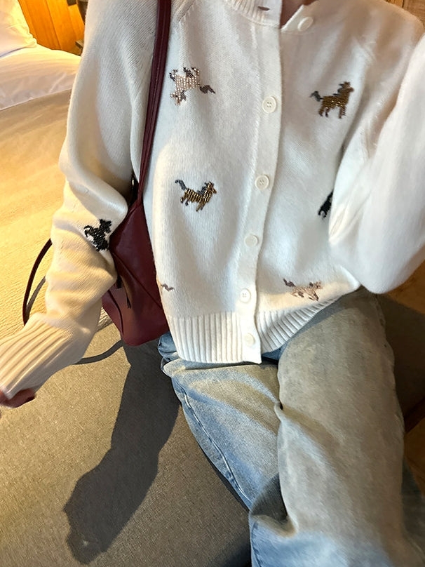 Beaded Embroidery Knit Top Or Cardigan_BDHL8121