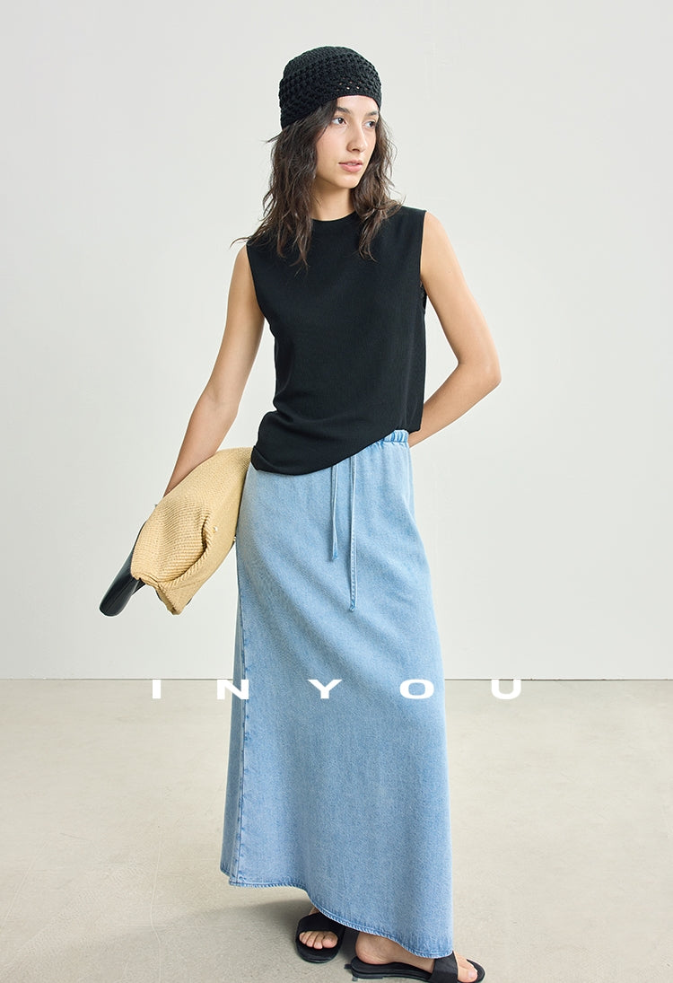 Round Neck Slim Sleeveless Tops_BDHL7484