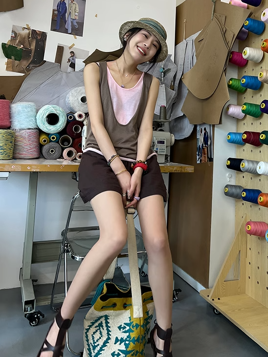Two-Piece Style Sleeveless Tops_BDHL7408