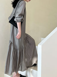 Long Sleeved Tiered Long Dress_BDHL6169