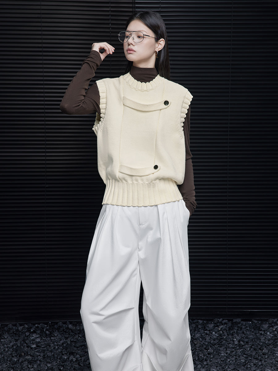 Button-Design Knitted Vest_BDHL7875