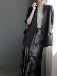 Collarless Slim Suit Jacket_BDHL7260