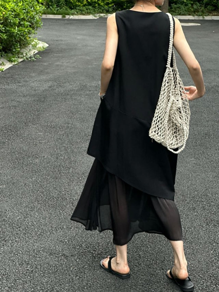 Splicing Fishtail Sleeveless Dress_BDHL7528