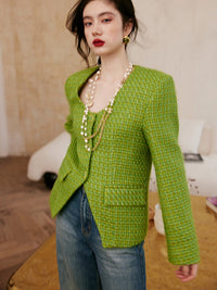 Green Tweed Jacket Or Skirt_BDHL6842