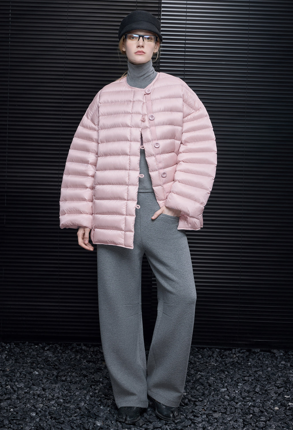 厚針織圓領羽絨外套_BDHL8075