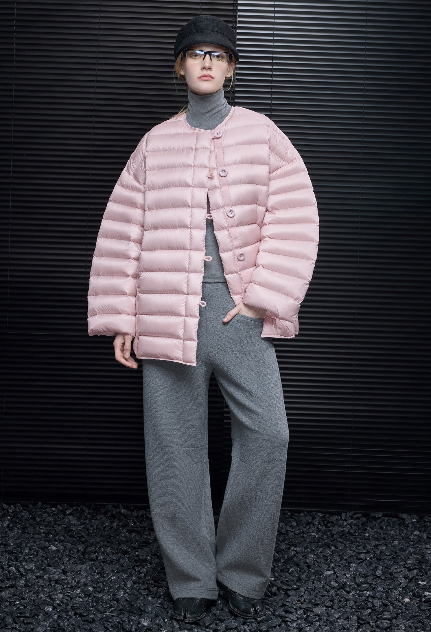 厚針織圓領羽絨外套_BDHL8075