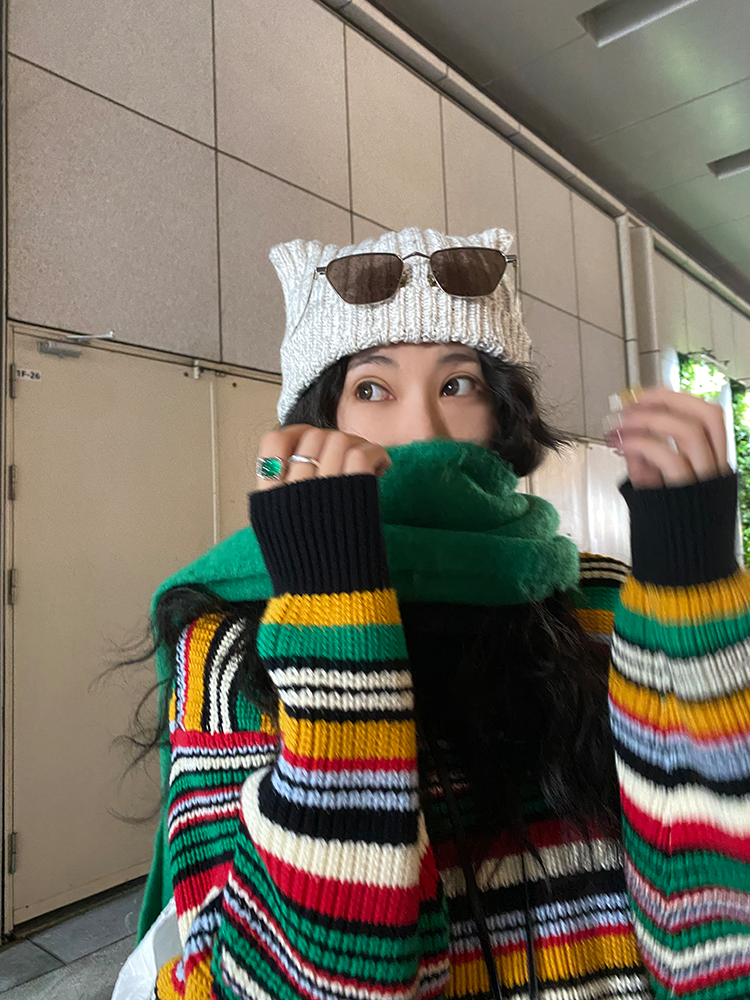 Multi-Coloured Loose Stripe Pullover_BDHL6731