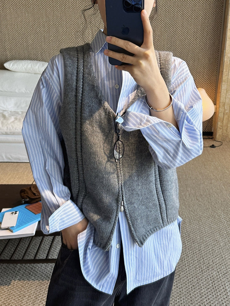 Double-Zip Sleeveless Tops_BDHL8150