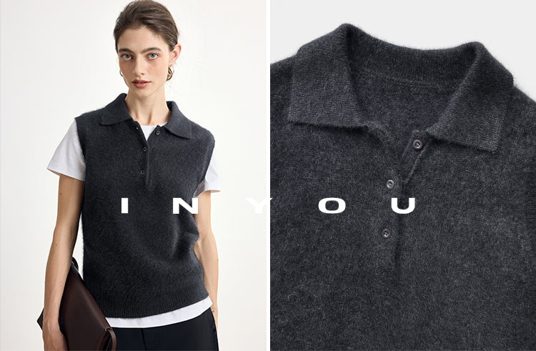 Polo-Neck Knit Sleeveless Tops_BDHL7747