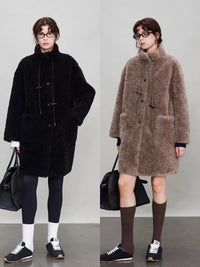 Stand Collar Thick Fur Long Jacket_BDHL6924