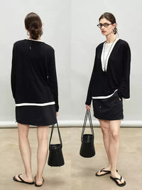 Splicing Collar Two-Piece Style Tops_BDHL7275