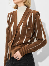 Random Striped V-Neck Cardigan_BDHL7010