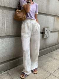 Thin Pleated Wide Leg Pants_BDHL6138