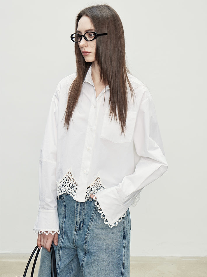 Lace Hollow Hem Shirt_BDHL7096