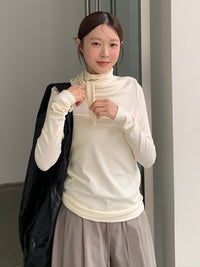 Half Turtleneck Knit With Tie_BDHL6437