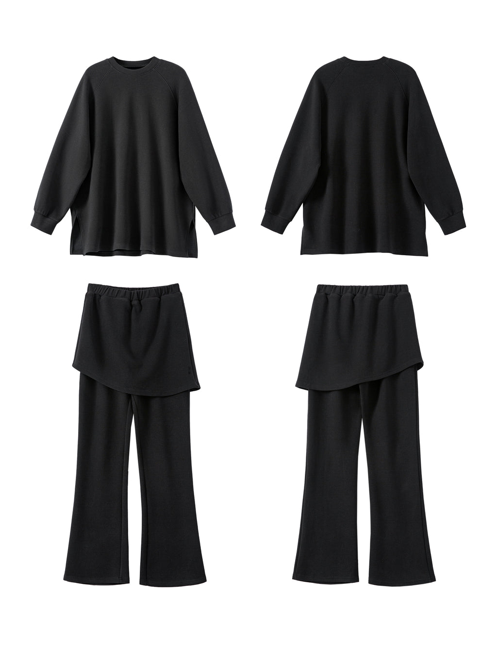 Loose-Fitting Sweatshirt Or Flared Skirt Pants_BDHL8007