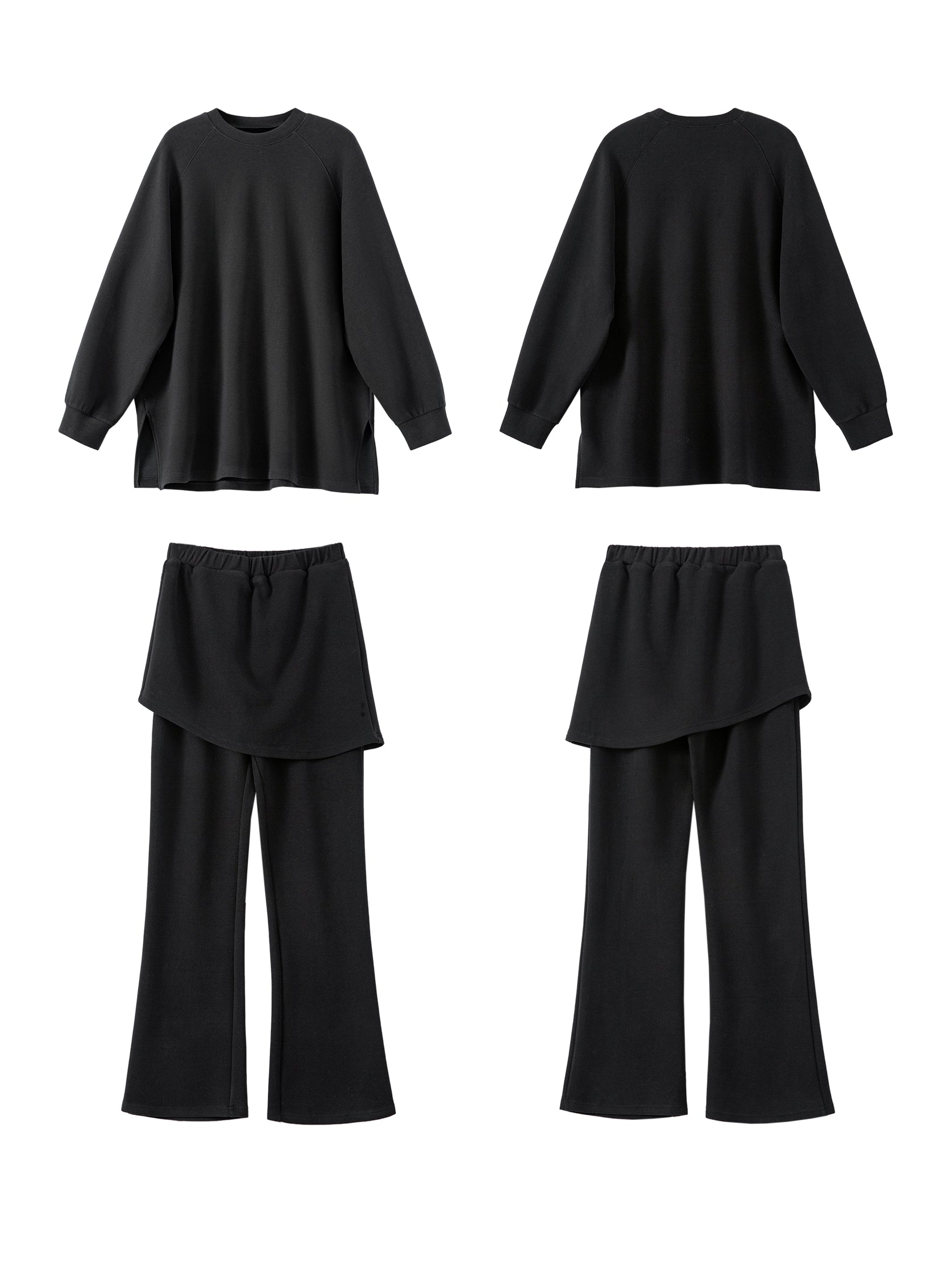 Loose-Fitting Sweatshirt Or Flared Skirt Pants_BDHL8007