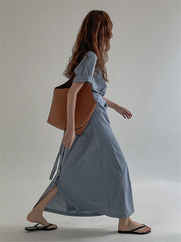 Waist Cross Stripe Dress_BDHL7554