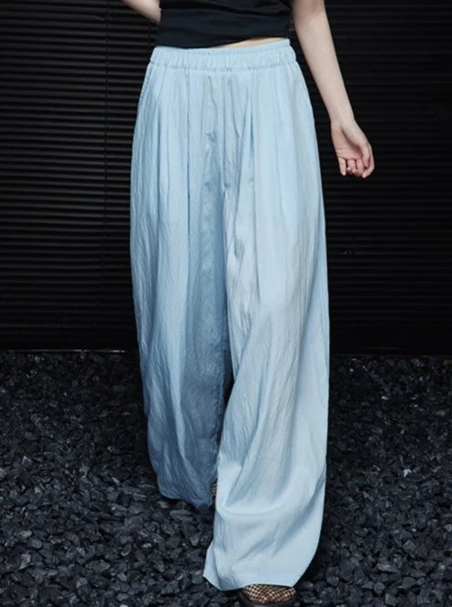 Blue Wide-Leg Drap Pants_BDHL6030