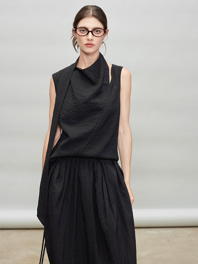 Ribbon Tie Sleeveless Tops Or Bud Skirt_BDHL7284