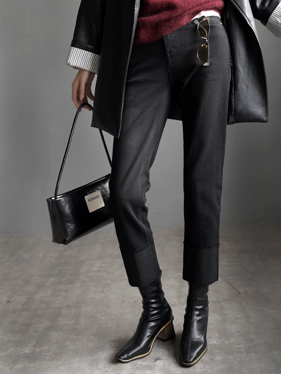 Patchwork Straight Cropped Pants_BDHL7929