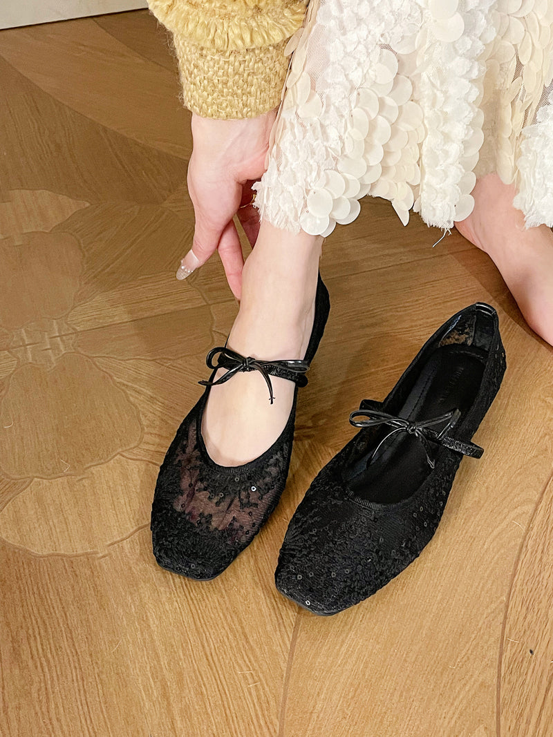 Lace Hollow Bowknot Shoes_BDHL7456