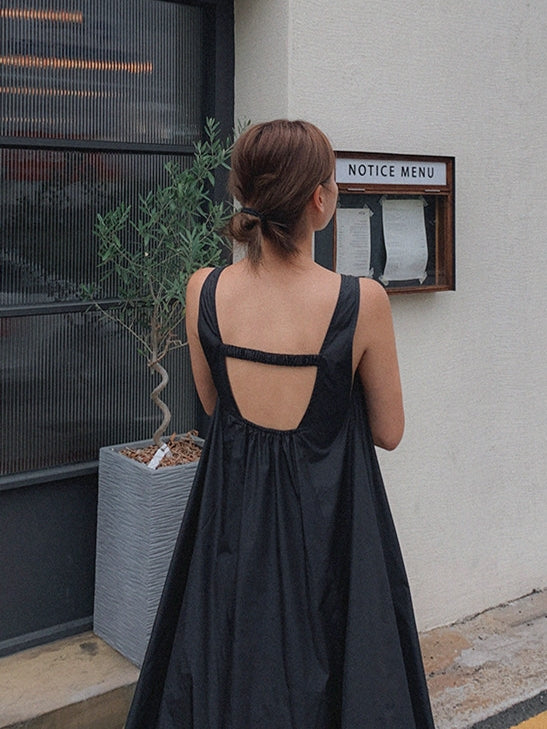 Loose Backless Suspender Dress_BDHL7247