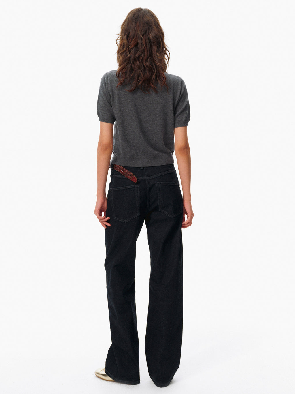 High-Neck Short-Sleeved Knit Tops_BDHL8106