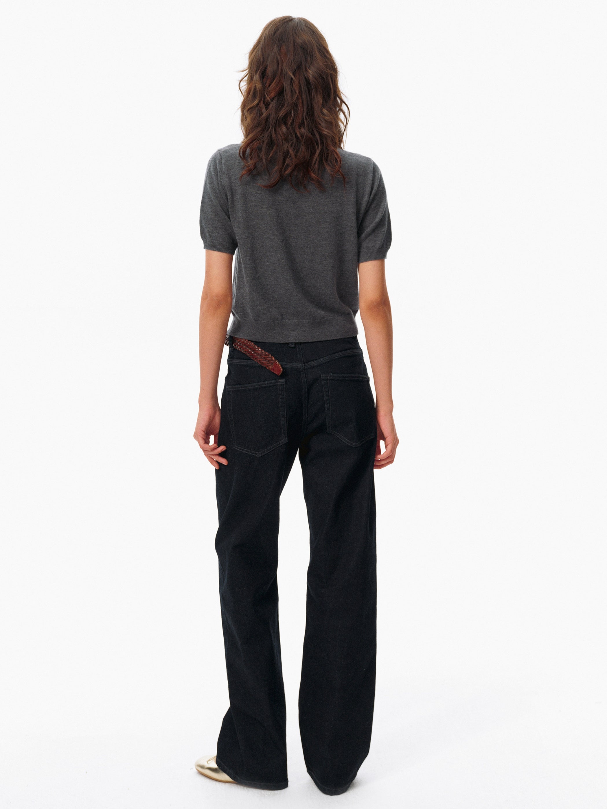 High-Neck Short-Sleeved Knit Tops_BDHL8106