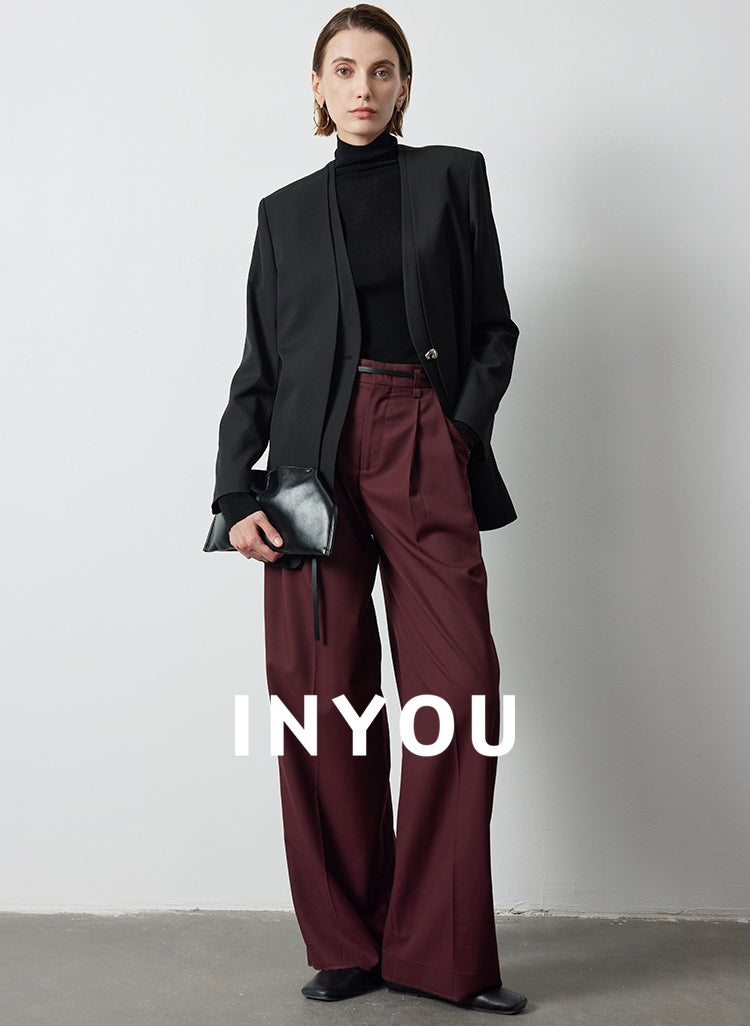 Straight Wide Pleated Pants_BDHL6389