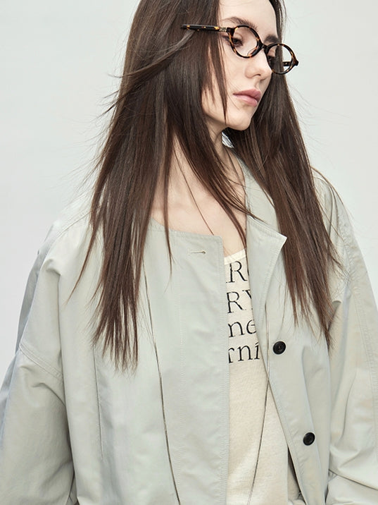Collarless Long Windbreaker_BDHL7102