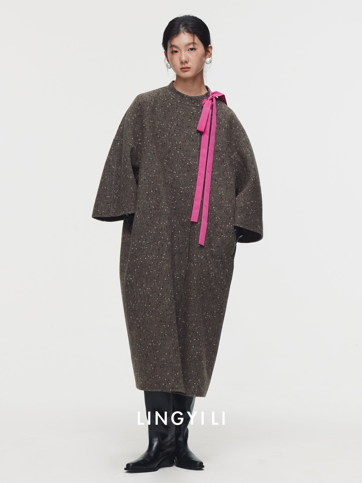 Ribbon Tie Collar Straight Coat_BDHL6758