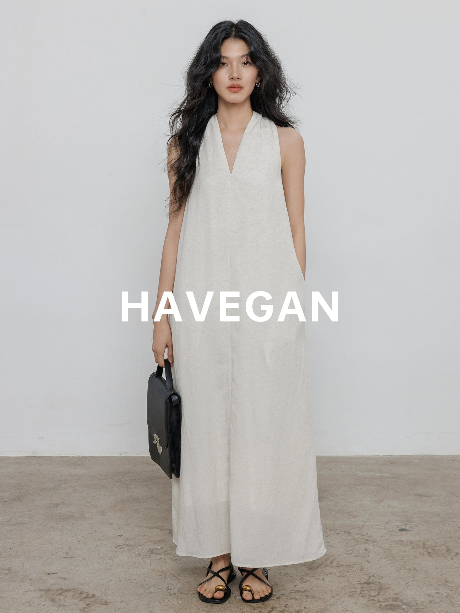 V-Neck Sleeveless A-Line Dress_BDHL7359