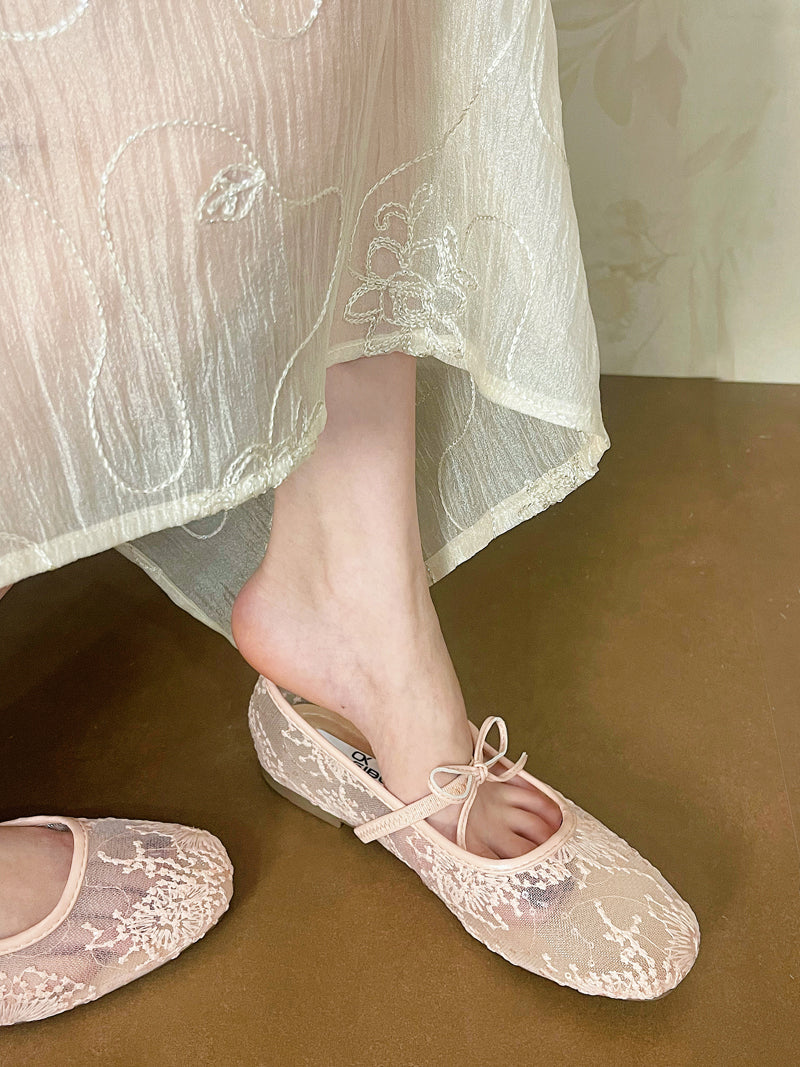Lace Hollow Bowknot Shoes_BDHL7456