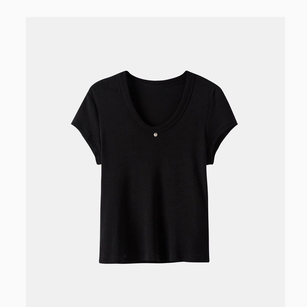 Tencel-Wool Slim Short-Sleeve Top_BDHL8335