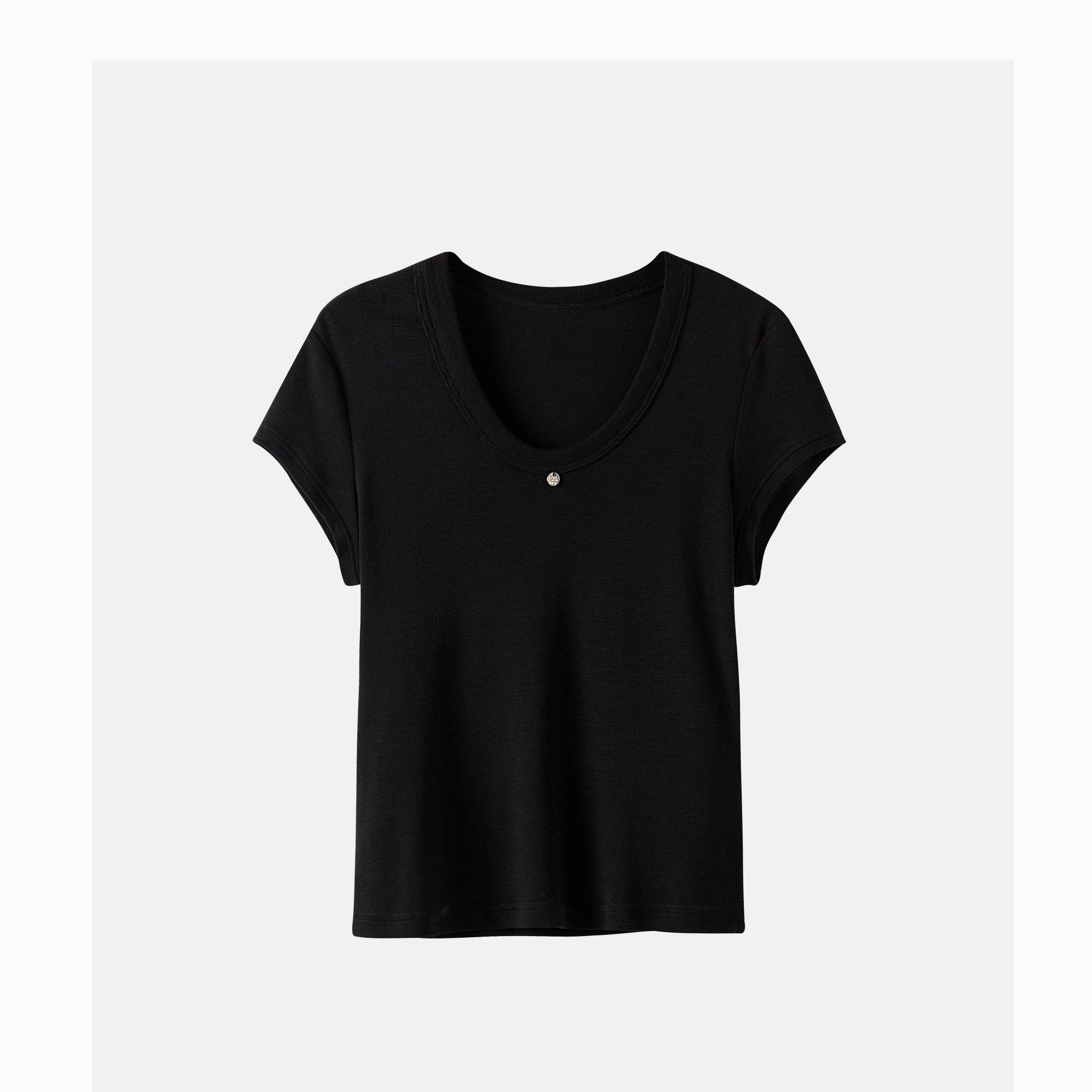Tencel-Wool Slim Short-Sleeve Top_BDHL8335