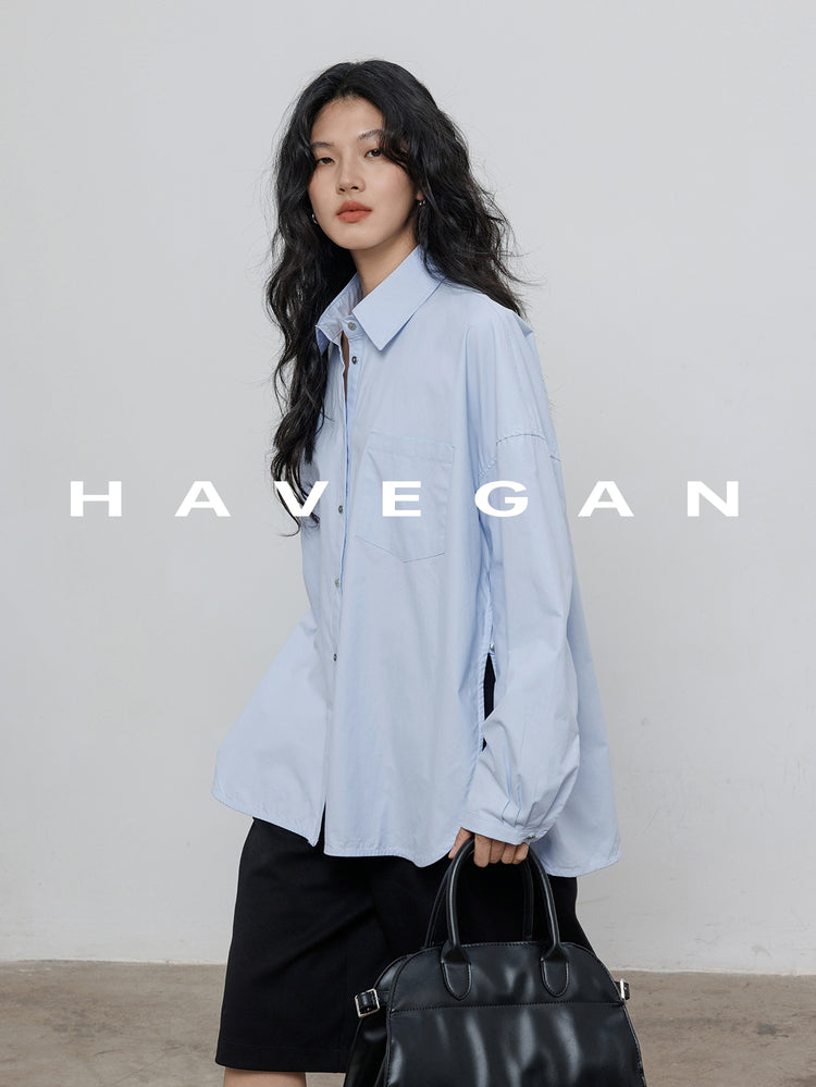 Hem Slit Design Shirt_BDHL7231