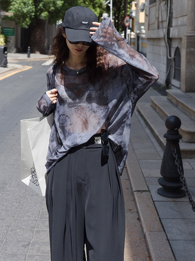 Thin Mesh Long-Sleeved Tops_BDHL7534