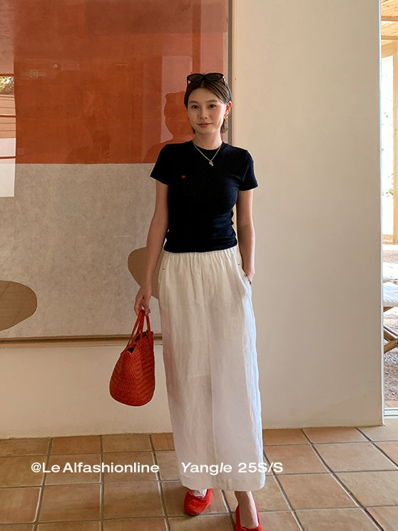 Heart Embroidery Slim Fit T-Shirt_BDHL7621