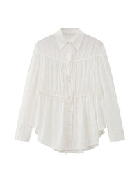 Relaxed Drawstring White Shirt_BDHL6011