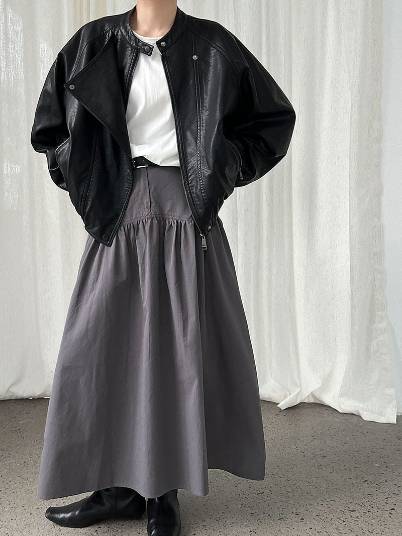 High-Waisted 3D Pleated Skirt_BDHL8043