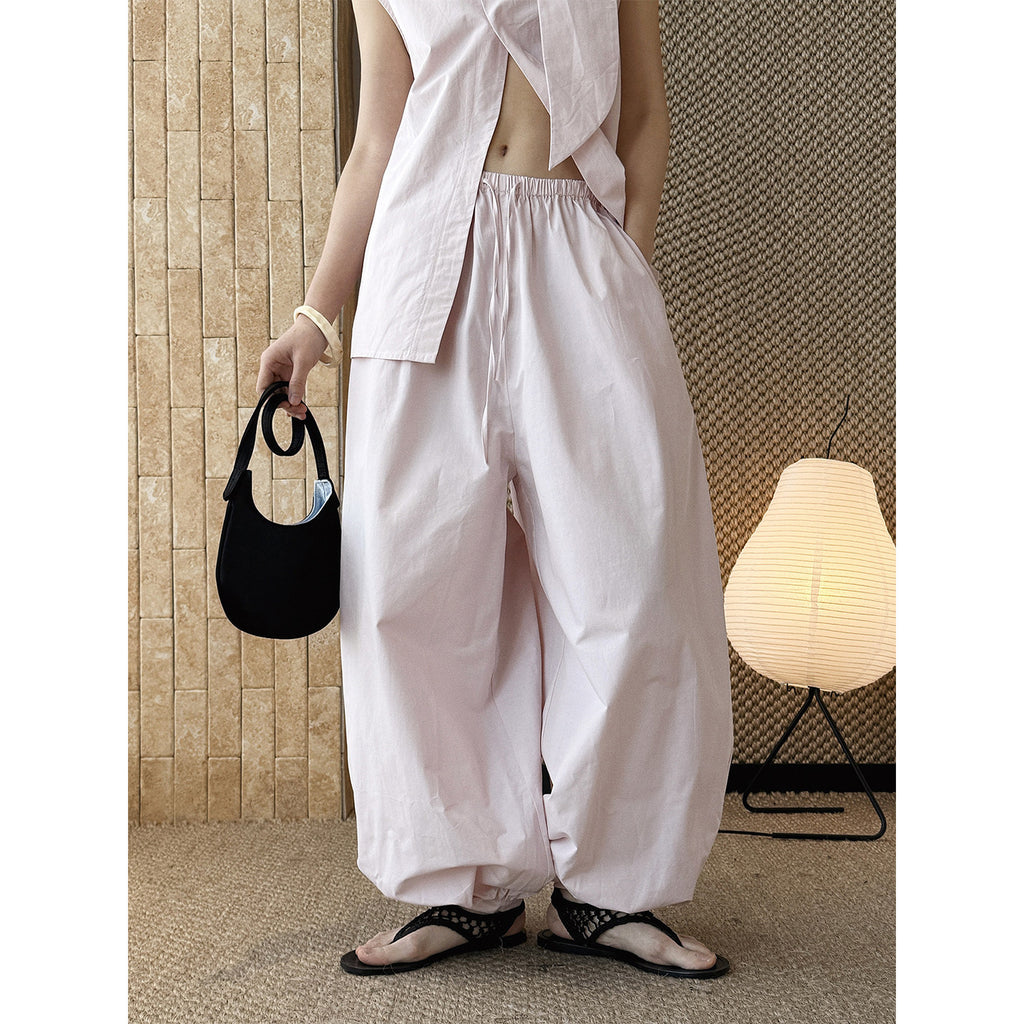 Cotton Linen High Waist Balloon Wide Leg Pants_BDHL8259