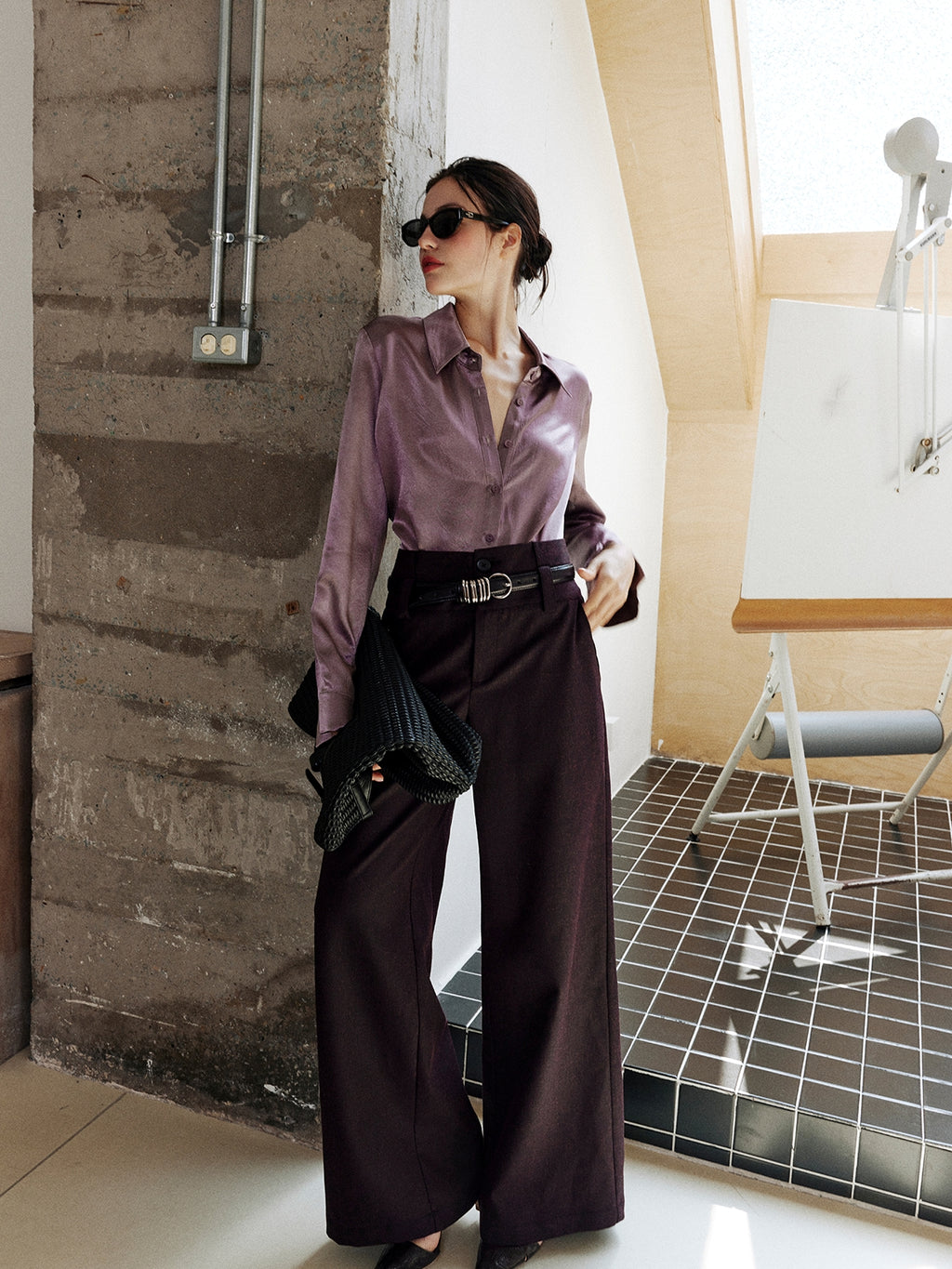 Purple Textured Suit Pants_BDHL8002