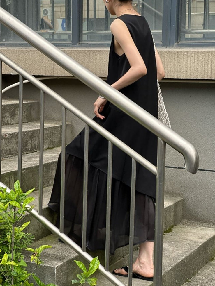 Splicing Fishtail Sleeveless Dress_BDHL7528