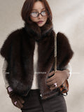 Stand Collar Zipper Fur Vest_BDHL8015