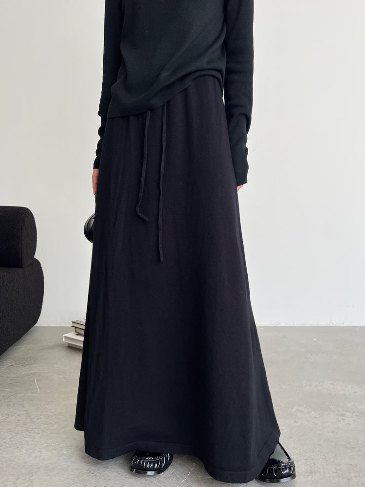 Knitted Draped Maxi-Length Skirt_BDHL6549