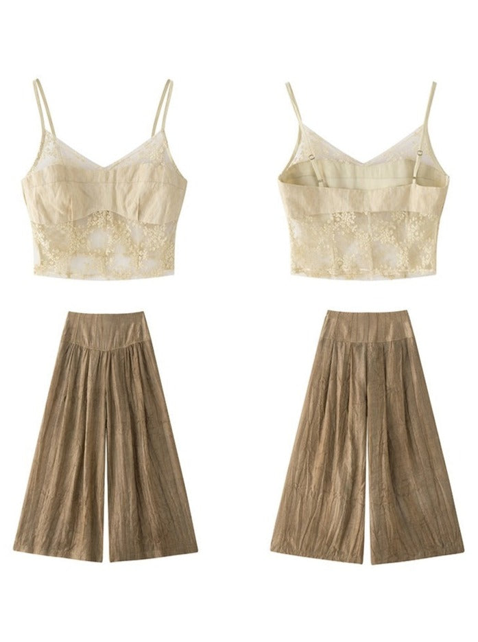 Pleated Sheer Pants And Camisole_BDHL5950