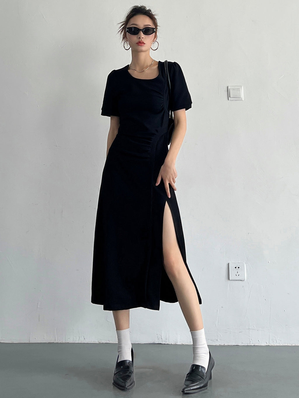 Slit Sleeveless Knit Dress_BDHL7569
