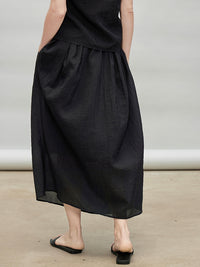 Ribbon Tie Sleeveless Tops Or Bud Skirt_BDHL7284